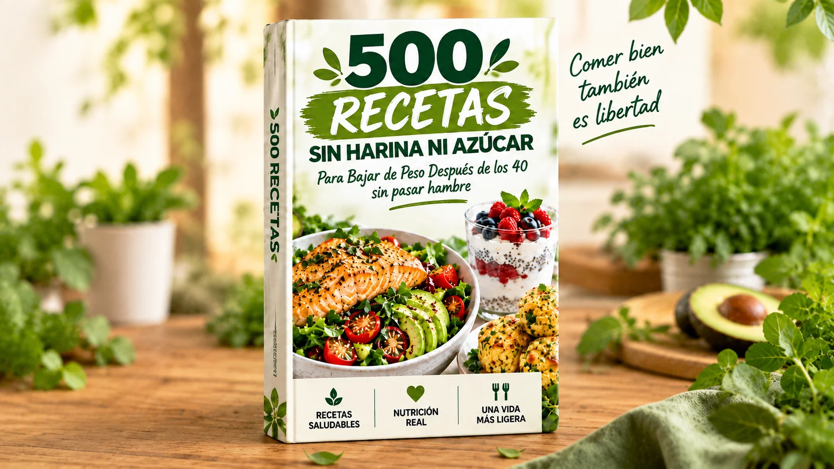 500 Recetas Sin Harina ni Azúcar — Portada del ebook